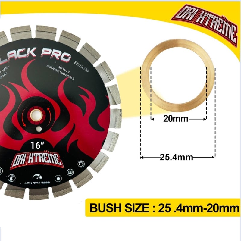 ORIXTREME 16 Inch Asphalt Laser Welded Diamond Blade, Wet/Dry Cutting Asphalt Green Concrete Diamond Saw Blade, Segmented Rim with Wedge Segments,1''-20mm Arbor - Image 3